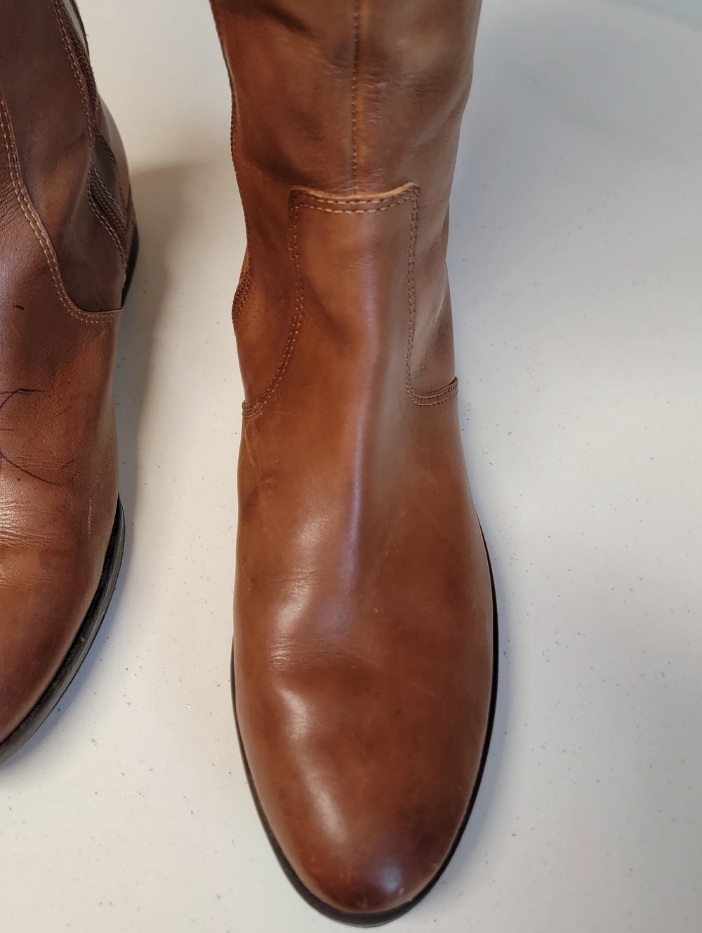 Vince Camuto Tall Leather Riding Boots - Cognac Brown - Picture 3 of 16